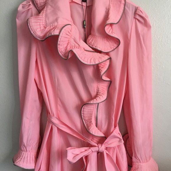 Pink Ruffle Zip Rain Jacket - Picture 3 of 7